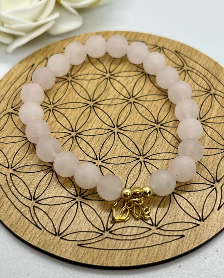 Bracelet Quartz Rose Mat "Thérapeutique" 8mm